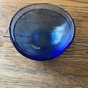 Set of 2 Fire and Light Recycled Glass Blue Soup/Cereal Bowls 6"
